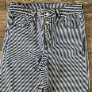H&M white and blue striped jeans